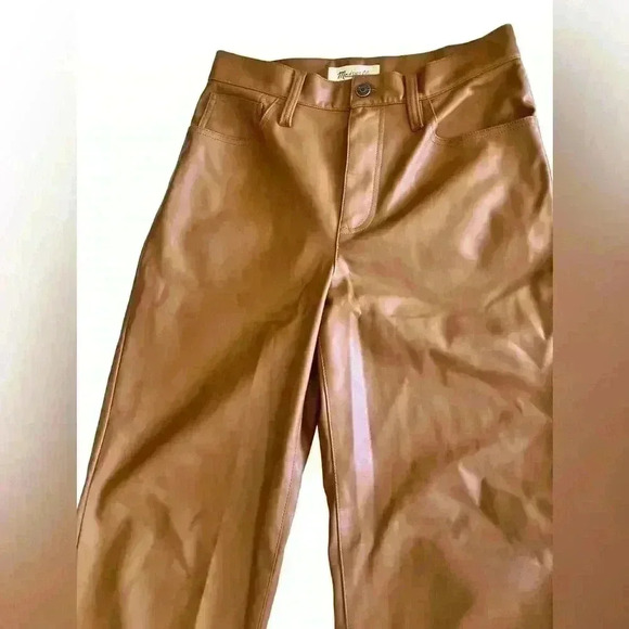 MADEWELL The Perfect Vintage Wide-Leg Pant Faux Leather Edition Tan - Picture 10 of 14